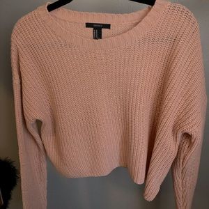 Cropped pink knit sweater!